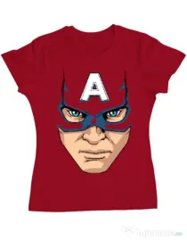 Tricou ADLER dama Captain America Mask Rosu