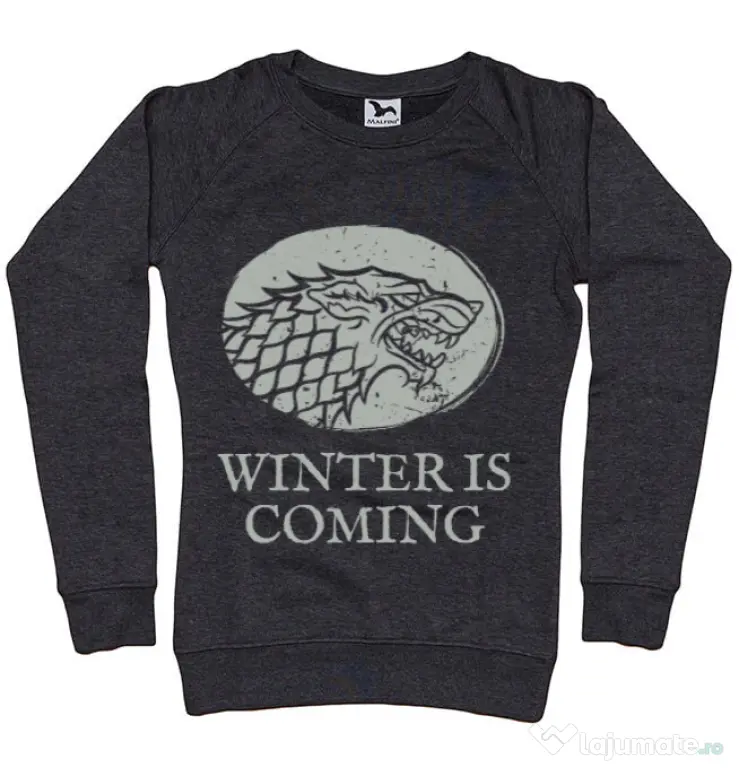 Bluza ADLER dama Winter is coming Stark Negru melanj