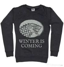 Bluza ADLER dama Winter is coming Stark Negru melanj