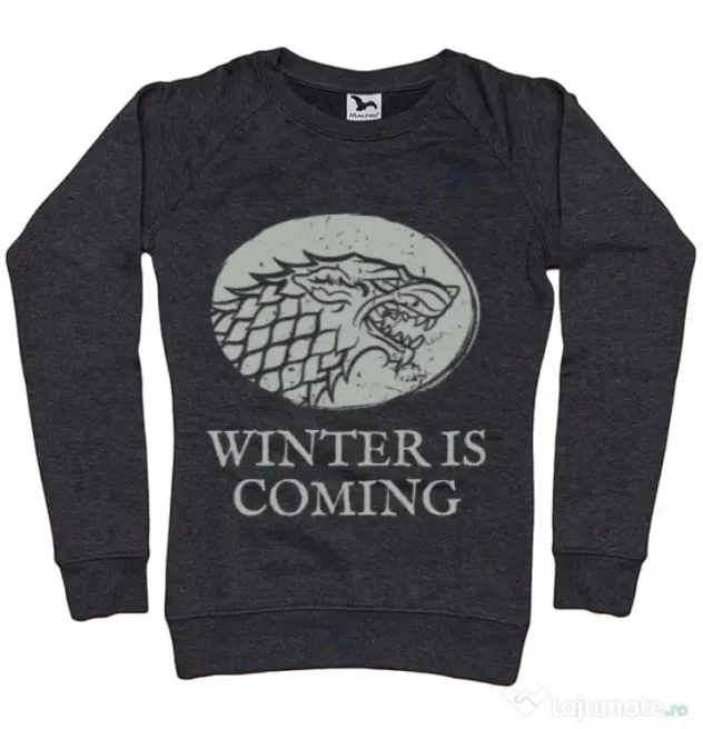 Bluza ADLER dama Winter is coming Stark Negru melanj
