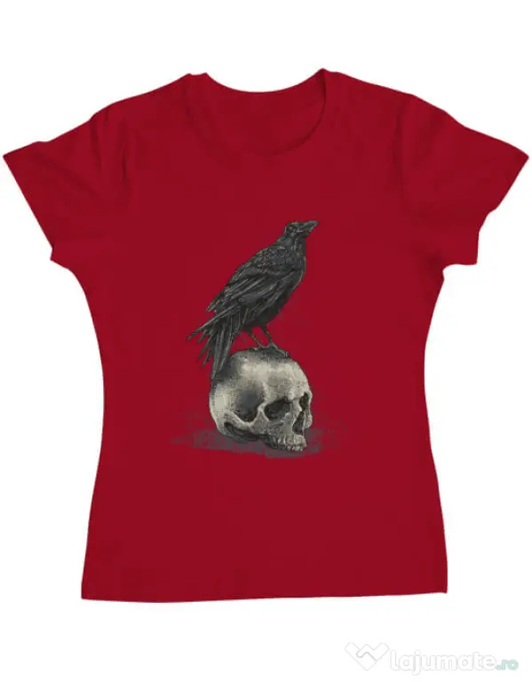 Tricou ADLER dama Crow skull Rosu