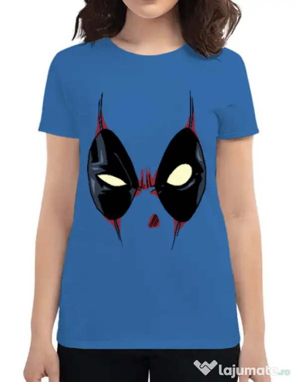 Tricou ADLER dama Deadpool mask Albastru azuriu