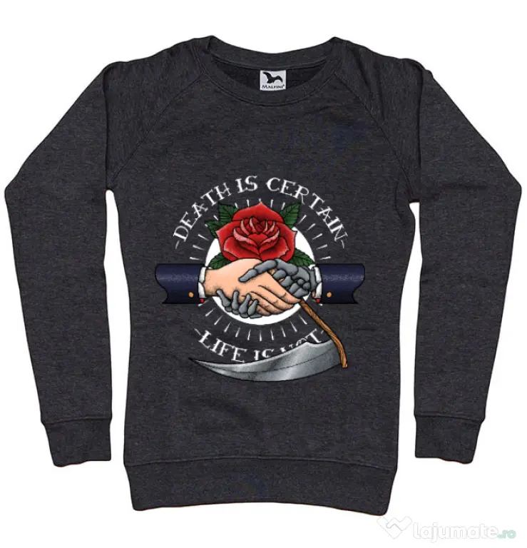 Bluza ADLER dama Death is certain Negru melanj