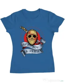 Tricou ADLER dama See you on friday Albastru azuriu