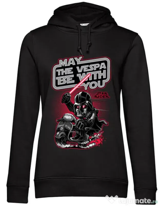 Hoodie dama cu gluga Star rider Negru
