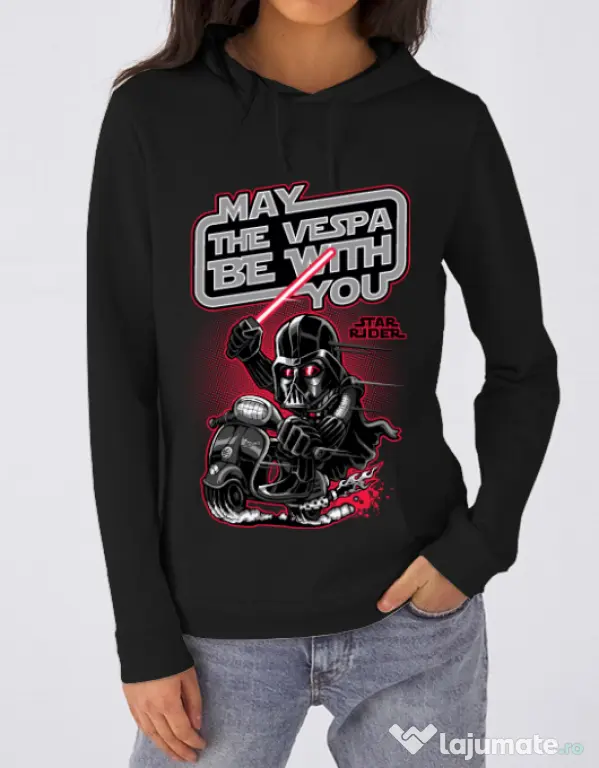 Hoodie dama cu gluga Star rider Negru