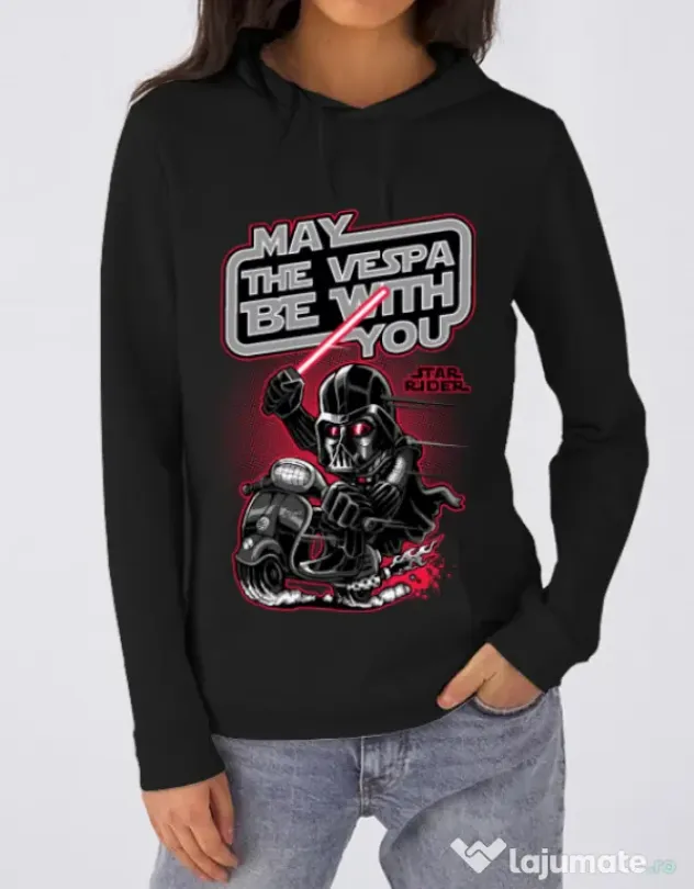 Hoodie dama cu gluga Star rider Negru