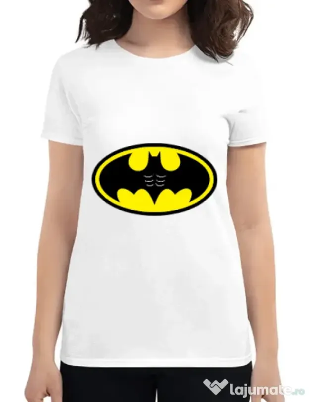 Tricou ADLER dama Six pack Batman Alb