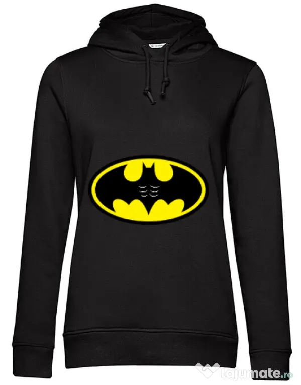 Hoodie dama cu gluga Six pack Batman Negru