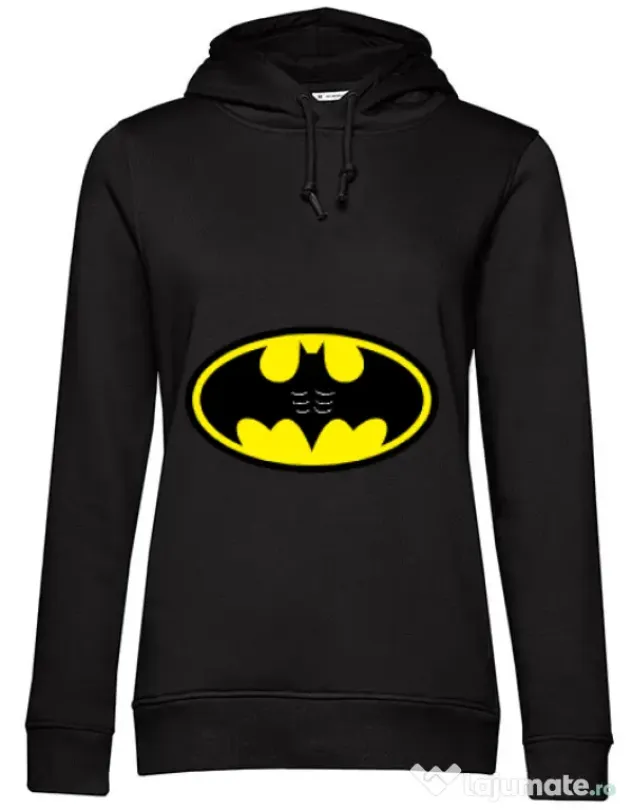 Hoodie dama cu gluga Six pack Batman Negru