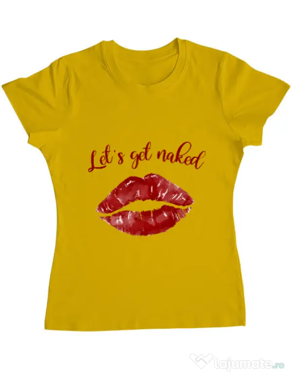 Tricou ADLER dama Lets get naked Galben
