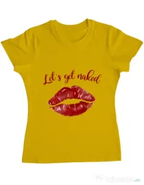Tricou ADLER dama Lets get naked Galben