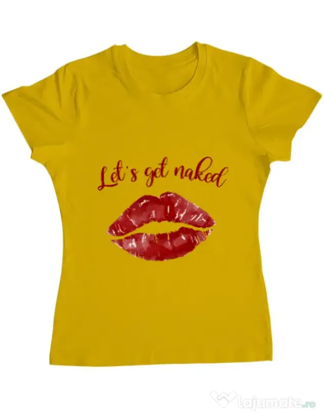 Tricou ADLER dama Lets get naked Galben