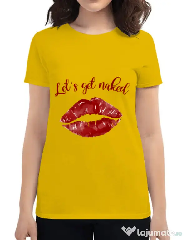 Tricou ADLER dama Lets get naked Galben