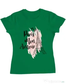 Tricou ADLER dama Paris mon amour Verde mediu
