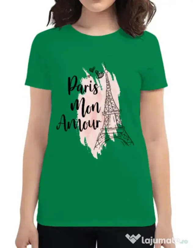 Tricou ADLER dama Paris mon amour Verde mediu