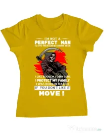 Tricou ADLER dama I am not a perfect man Galben
