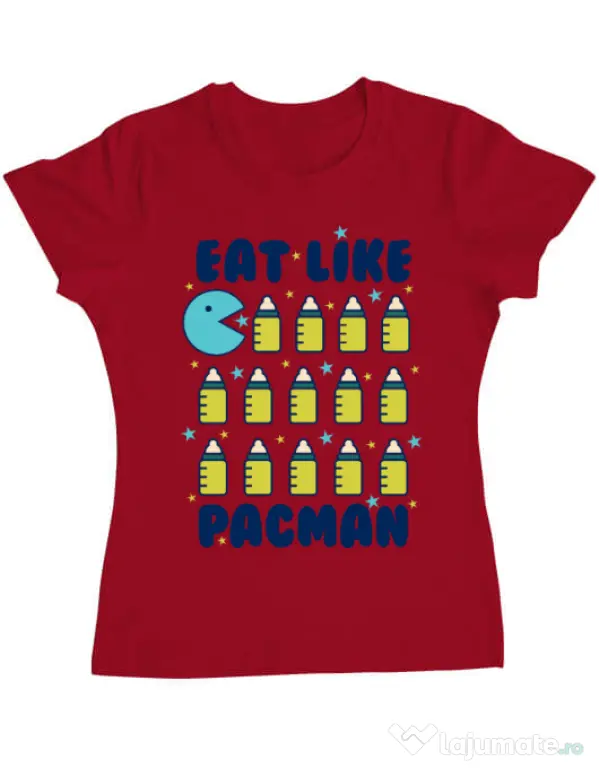 Tricou ADLER dama Eat Like Pacman Rosu