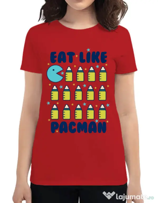 Tricou ADLER dama Eat Like Pacman Rosu