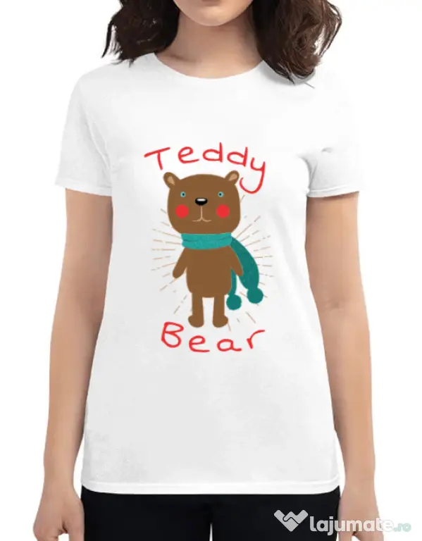 Tricou ADLER dama Teddy bear Alb