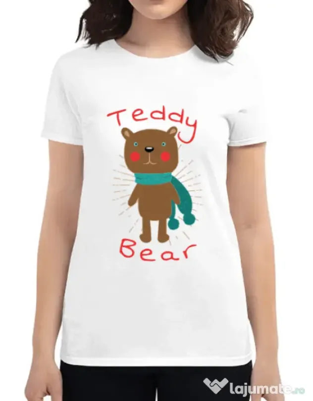 Tricou ADLER dama Teddy bear Alb