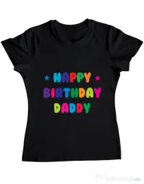 Tricou ADLER dama Happy Birthday Daddy Negru