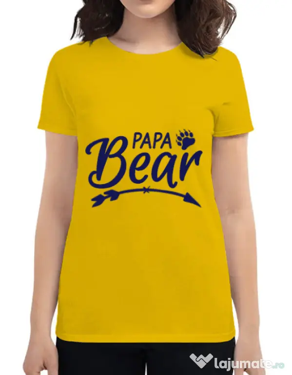 Tricou ADLER dama Papa bear Galben