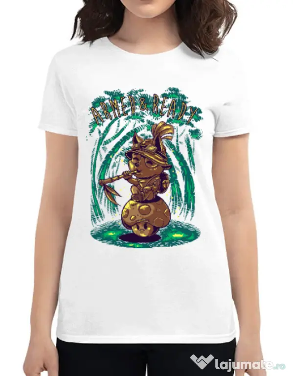 Tricou ADLER dama Armed and ready Alb