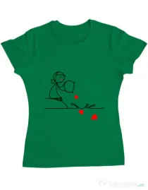 Tricou ADLER dama Fishing for love 2 Verde mediu