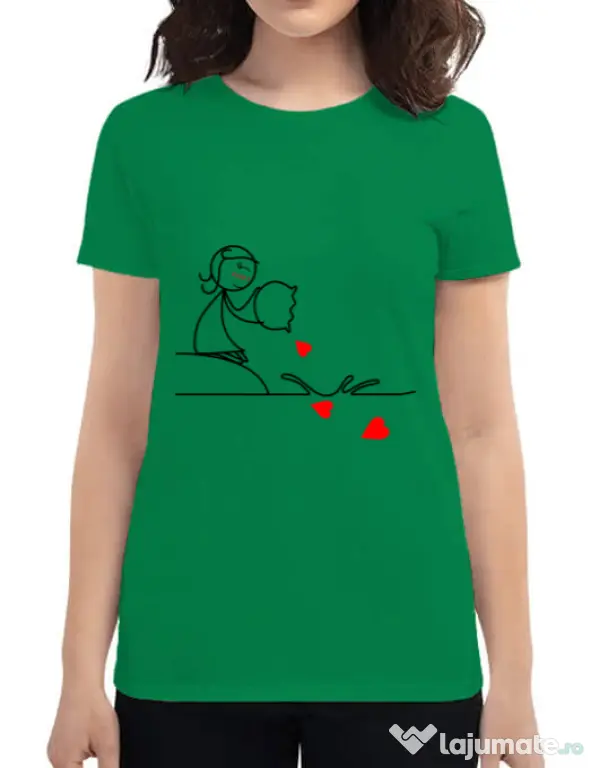 Tricou ADLER dama Fishing for love 2 Verde mediu