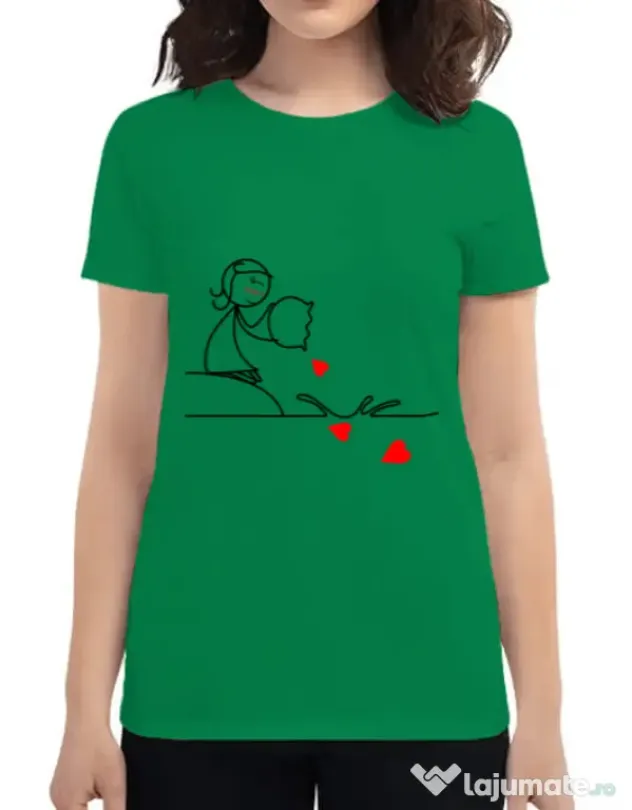 Tricou ADLER dama Fishing for love 2 Verde mediu
