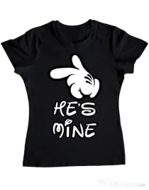 Tricou ADLER dama He is mine Negru
