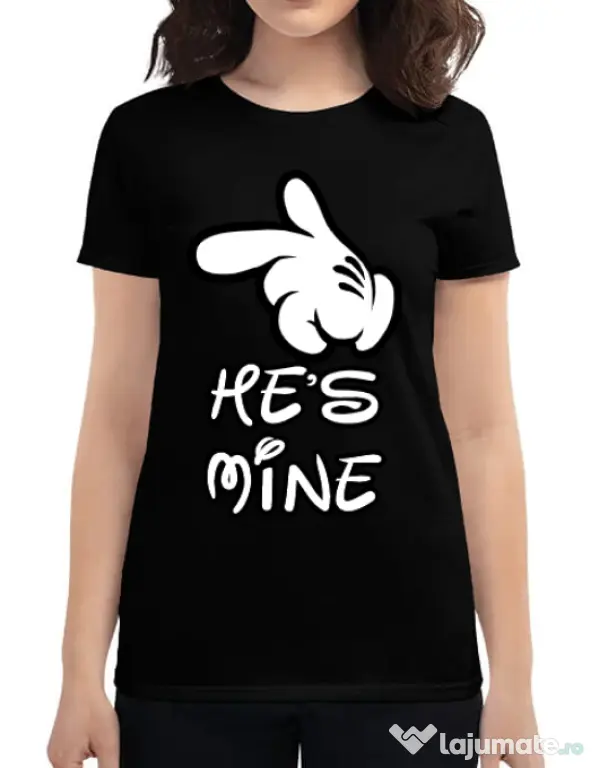 Tricou ADLER dama He is mine Negru