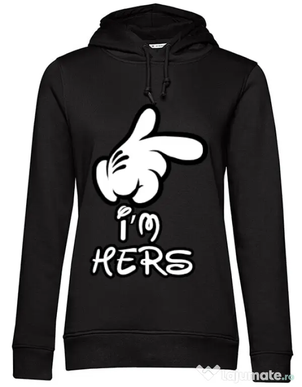 Hoodie dama cu gluga I am hers Negru