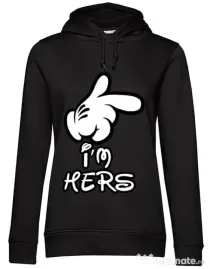 Hoodie dama cu gluga I am hers Negru