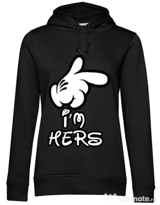 Hoodie dama cu gluga I am hers Negru