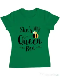 Tricou ADLER dama She is my queen bee Verde mediu