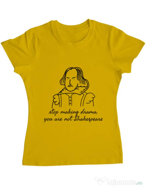 Tricou ADLER dama Stop making drama Galben
