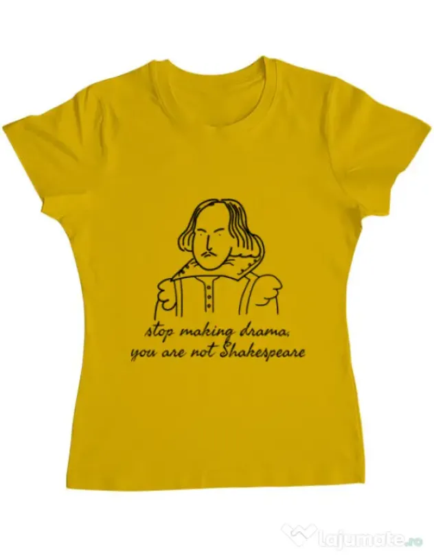 Tricou ADLER dama Stop making drama Galben