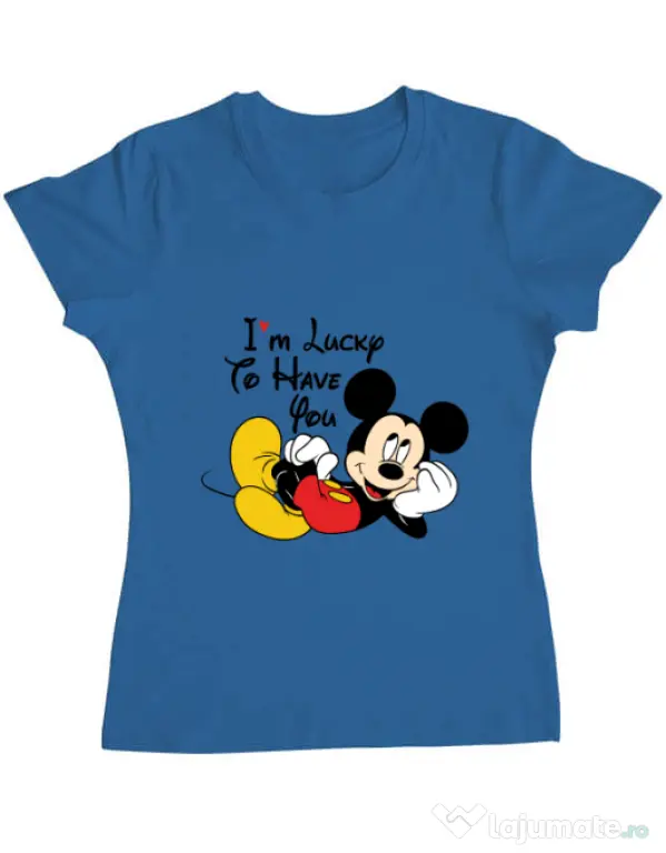 Tricou ADLER dama Lucky to have you Albastru azuriu