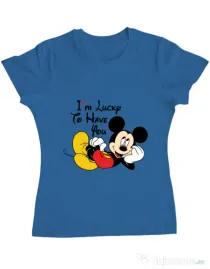 Tricou ADLER dama Lucky to have you Albastru azuriu