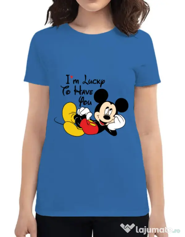 Tricou ADLER dama Lucky to have you Albastru azuriu