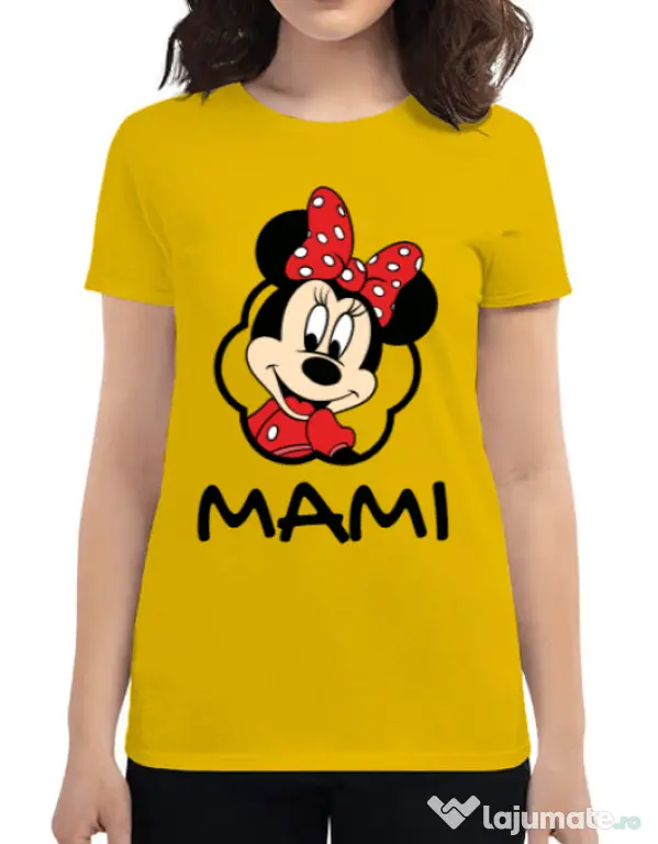 Tricou ADLER dama Mouse mommy Galben