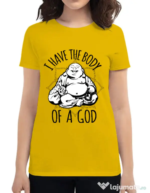 Tricou ADLER dama Body of a god Galben