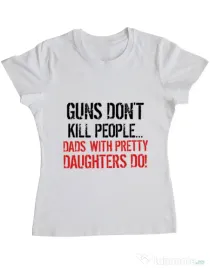 Tricou ADLER dama Guns dont kill Alb