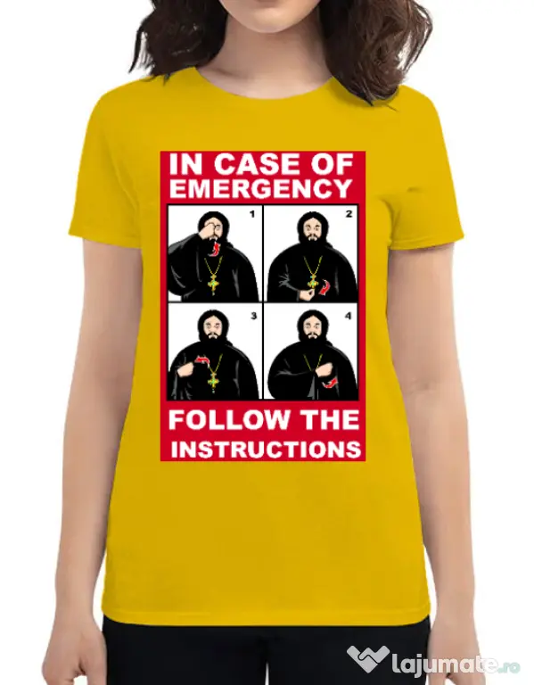 Tricou ADLER dama In case of emergency Galben