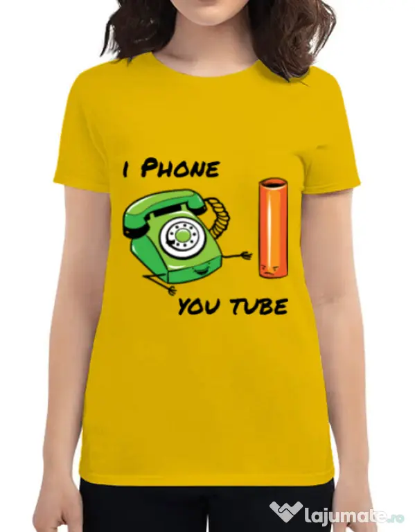 Tricou ADLER dama Iphone youtube Galben