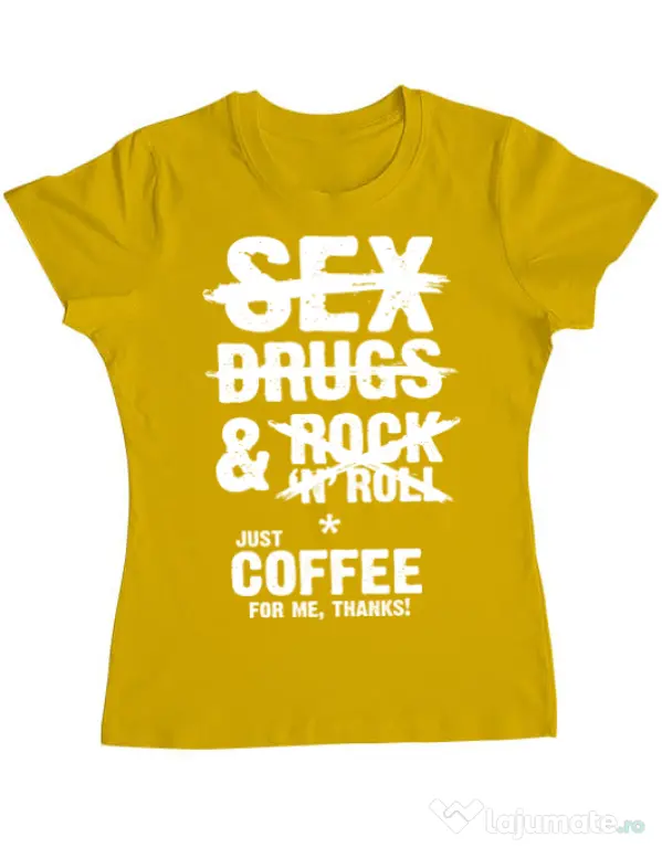 Tricou ADLER dama Just coffee for me Galben