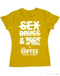 Tricou ADLER dama Just coffee for me Galben