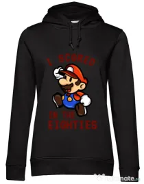 Hoodie dama cu gluga I scored in the eighties Negru
